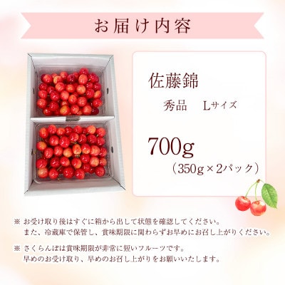 令和8年産 朝穫り!寒河江市産さくらんぼ 佐藤錦 700g 秀品 【Re:Farmやまがた】