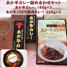 あか牛カレー詰め合わせセット あか牛カレー180g&times;2あか牛100%挽肉カレー220g&times;2(宇城市)