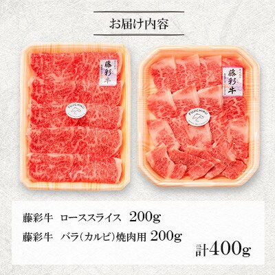 くまもと黒毛和牛「藤彩牛」バラ(カルビ)とロースの2種セット(宇城市)