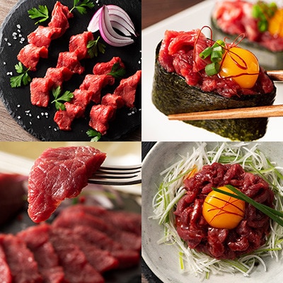 「熊本特産馬刺しとくまもと黒毛和牛」フジチクオリジナル贅沢食べ比べセット(宇城市)