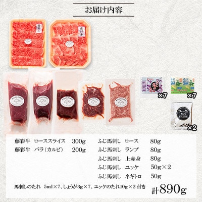 「フジチクオリジナル」ふじ馬刺しと藤彩牛の贅沢食べ比べセット(宇城市)