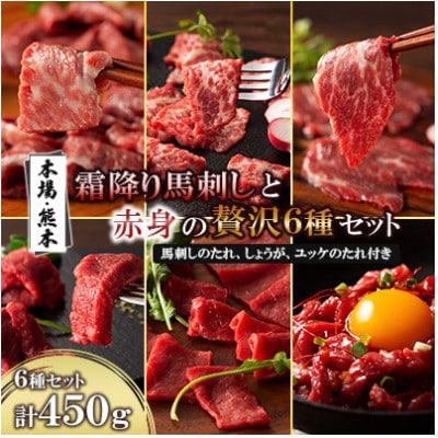 「本場・熊本」霜降り馬刺しと赤身の贅沢6種セット(宇城市)