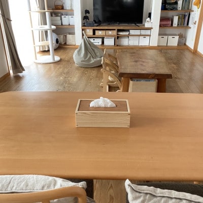 ウォルナットとアッシュ材のティッシュケース