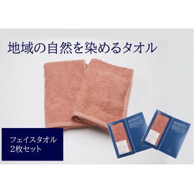 フェイスタオル2枚セット　地域の自然を染めるタオル(ピンク)