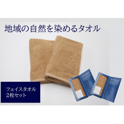 フェイスタオル2枚セット　地域の自然を染めるタオル(ベージュ)