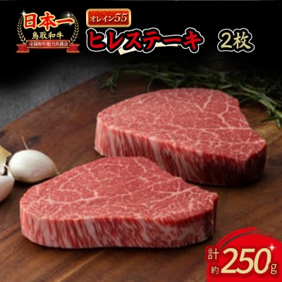 鳥取和牛 オレイン55 ヒレステーキ 2枚(250g) 黒毛和牛 肉 国産 KR0324