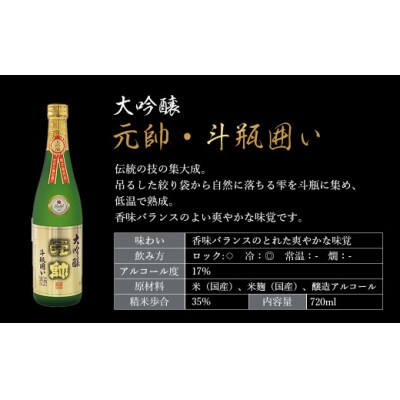 大吟醸・元帥・斗瓶囲い お酒 日本酒 地酒