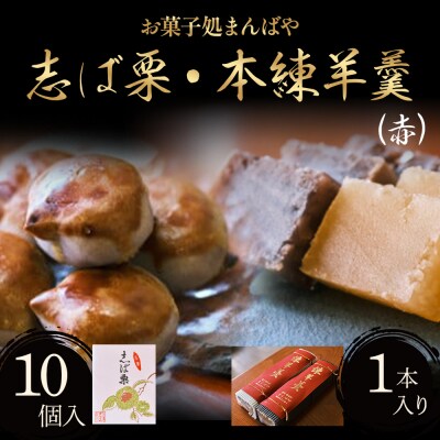 志ば栗と本練羊羹(赤)セット 栗 和菓子 ようかん 羊羹 小豆 スイーツ セット