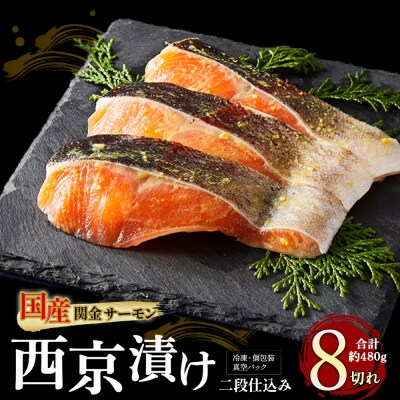 【1切れずつ真空冷凍】 関金サーモン 切り身 二段仕込み西京漬け 480g(60g×8切れ)