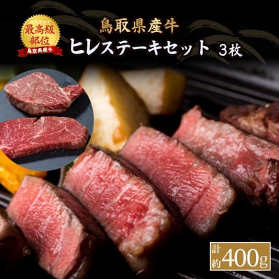 鳥取県産牛 ヒレ ステーキ セット 3枚(約400g)国産牛 ステーキ フィレ BBQ KR1179