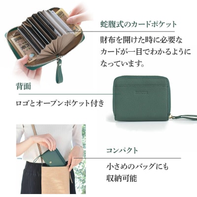 【BARCOS】GLウォレット 蛇腹式財布 <ポンテピッコラ>  グリーン BTV888FF0056