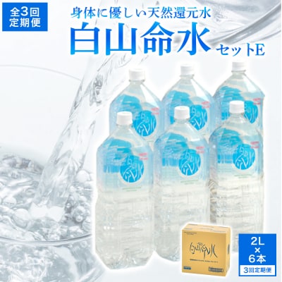 白山命水 セットE 3回定期便(ペットボトル2L×6本入り) ミネラルウォーター 天然水