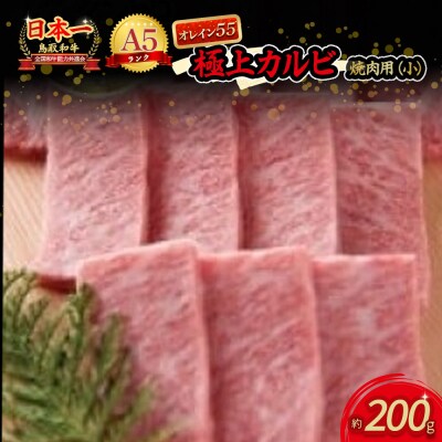 鳥取和牛 最上級A5ランクオレイン55 極上カルビ　焼肉用(小) 約200g