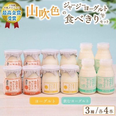 山吹色のジャージーヨーグルト食べきりセット 3種 計12本