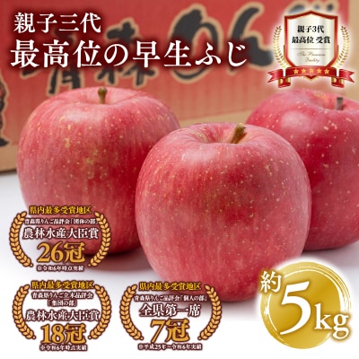 【10月発送】親子三代最高位の早生ふじ約5kg【平川市広船産りんご】