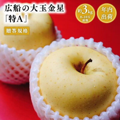 年内 贈答規格 広船の大玉金星約3kg「特A」
