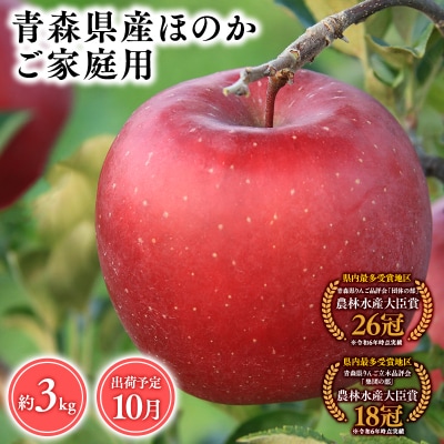 10月発送　【訳あり】家庭用ほのか3kg　【そと川りんご園・10月・りんご・ほのか・3kg】