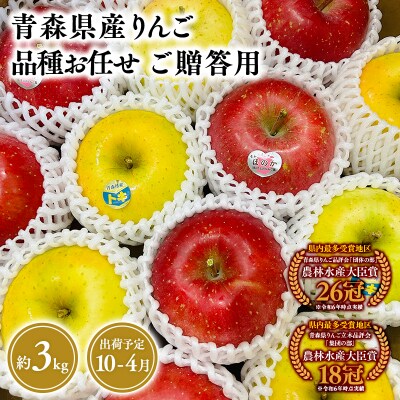 品種お任せ　贈答用　旬のりんご詰め合わせ3kg