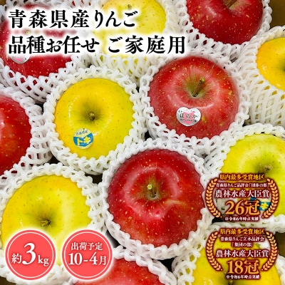 りんご 品種お任せ【訳あり】家庭用旬のりんご詰め合わせ3kg りんご