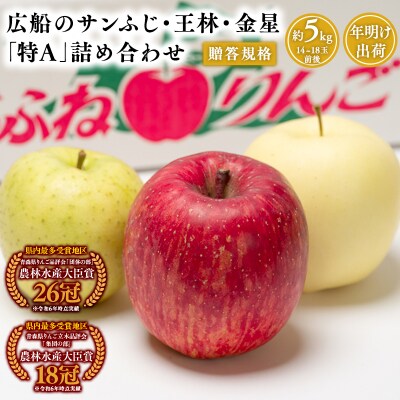 年明け 贈答用 広船のサンふじ王林詰合せ約5kg・特A16～20玉　1月30日申込締め切り