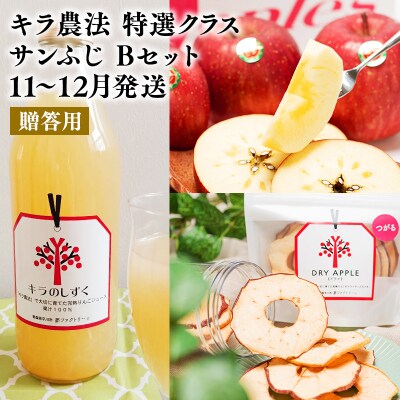 11～12月 贈答用 キラ農法 特選クラス 完熟りんご サンふじBセット 【平川市広船産】