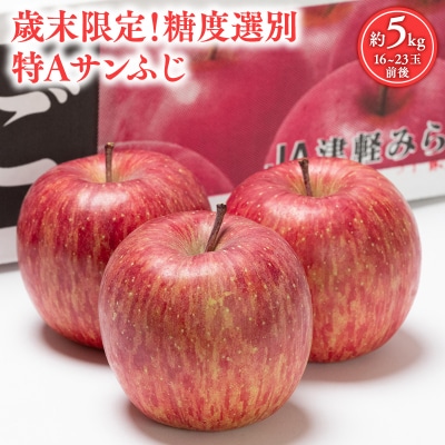 歳末限定!糖度選別 特Aサンふじ約5kg 糖度13度以上選別!津軽平川市産