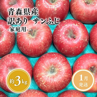 1月発送【訳あり】家庭用サンふじ約3kg【サンふじ・りんご・青森・平川・家庭用・原田青果】