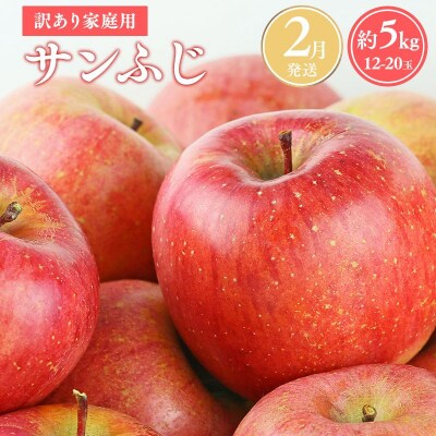 【令和8年産先行受付】2月発送 訳あり 家庭用サンふじ約5kg【青森県平川市産・青森りんご】