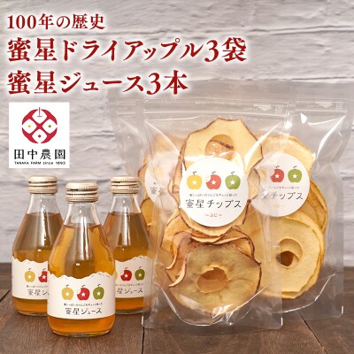 【12月中旬より発送青森県産蜜星りんごチップス 25g×3袋 りんごジュース 180ml×3本