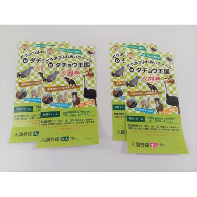 ダチョウ王国入園チケット (入園券大人2枚・小人2枚)