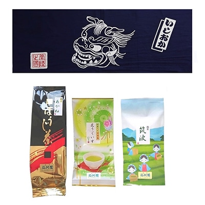 お茶とお祭り手拭いセット(紺)