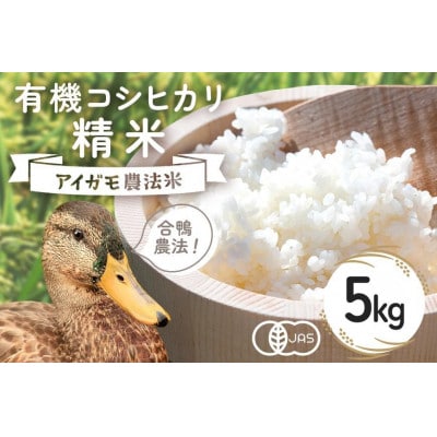 【令和8年産】有機栽培米 コシヒカリ 精米 5kg 合鴨農法
