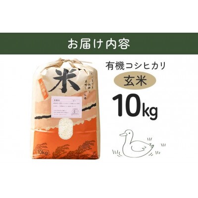 【令和7年産】有機栽培米 コシヒカリ 玄米 10kg 合鴨農法
