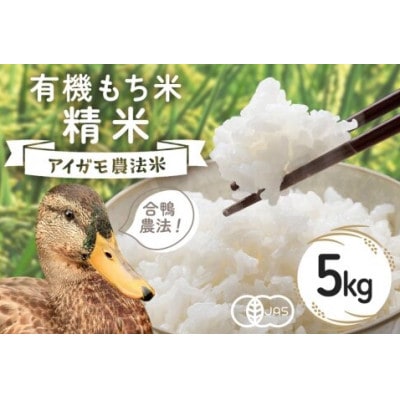 【令和7年産】有機栽培米 もちごめ(精米)  5kg 合鴨農法