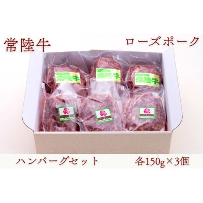 常陸牛・ローズポークハンバーグセット