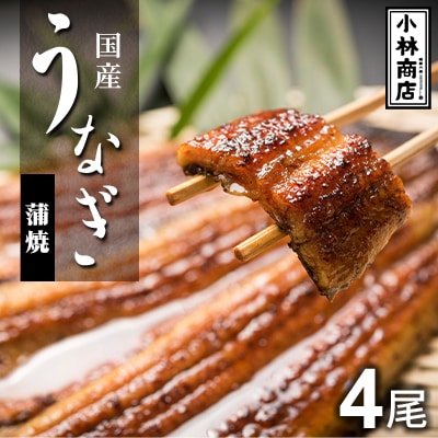 うなぎの六三 こばやし商店 国産 蒲焼うなぎ 約135g×4尾 自家製たれ4個付 木箱入