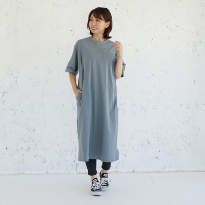 マタニティから使えるモーハウスの授乳服　シンプルワンピース(ブルーグレー)