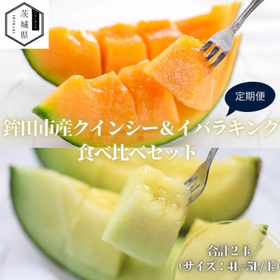 【発送月固定定期便】5月より発送予定 山一ファーム メロン食べ比べ(クインシーとイバラキング)全2回