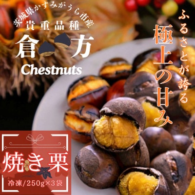 【茨城県産】甘さ抜群!貴重品種『倉方』の焼き栗　250g×3セット(冷凍)