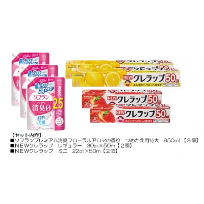 日用品生活応援セット(ライオン柔軟剤3個・クレラップ4本)