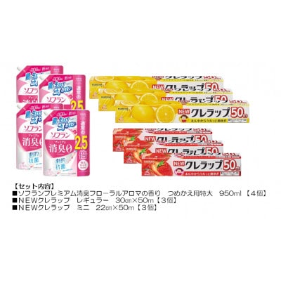 日用品生活応援セット(ライオン柔軟剤4個・クレラップ6本)