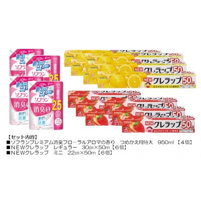 日用品生活応援セット(ライオン柔軟剤4個・クレラップ12本)