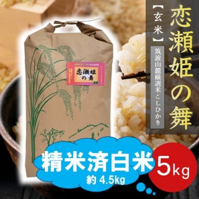 【玄米5kg⇒白米】筑波山麓厳選★検査1等米こしひかり【恋瀬姫の舞】令和7年産