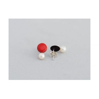 Kenichi Kondo　パール付き七宝ピアス・丸