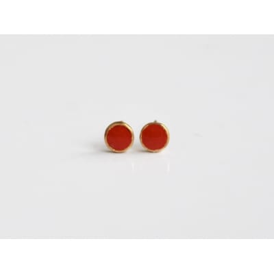 K18七宝ピアス・赤/丸 Kenichi Kondo
