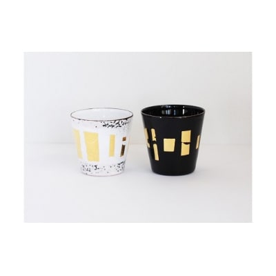 Kenichi Kondo　七宝ぐい呑　黒白ペア【四角】