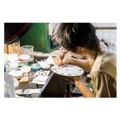 Kenichi Kondo　七宝じかん　七宝文字盤S(壁掛け時計セット・黒地に白文字)