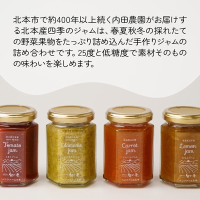 ジャム 無添加 詰め合わせ 季節の4種 トマト / 枝豆 / にんじん / レモン