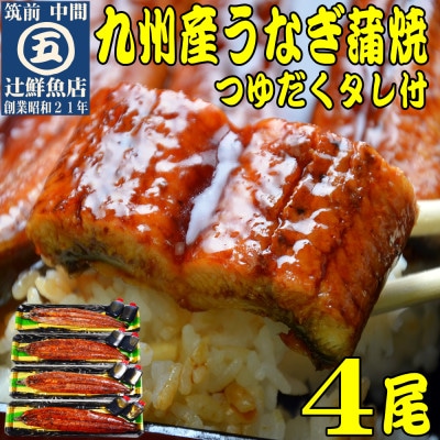 九州産うなぎ蒲焼4尾 秘伝つゆだくタレ付 中間市老舗マル五「辻鮮魚店」の味