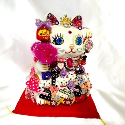 金運親子招福ジュエリー招き猫エリザベス Ll 赤座布団付き お礼品詳細 ふるさと納税なら さとふる